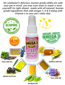 Beef Flavor Spray for dry dog food 2 oz Trial Size