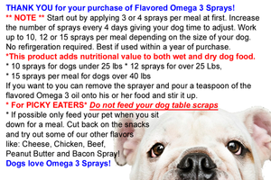 Bacon Spray Dog Food Topper 8 oz and Peanut Butter Spray 2 oz Combo Deal