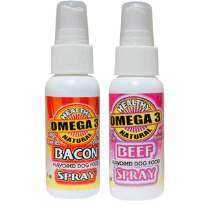 Bacon Flavored Omega 3 Spray 2 oz and Beef Burger Spray 2 oz Combo Deal