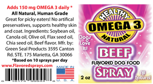 Bacon Flavored Omega 3 Spray 2 oz and Beef Burger Spray 2 oz Combo Deal